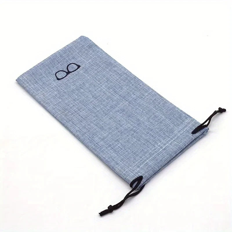 Drawstring Eyeglass Bag 10Pcs Linen Eyewear Bags - Soft Cloth, Drawstring, Portable Qme