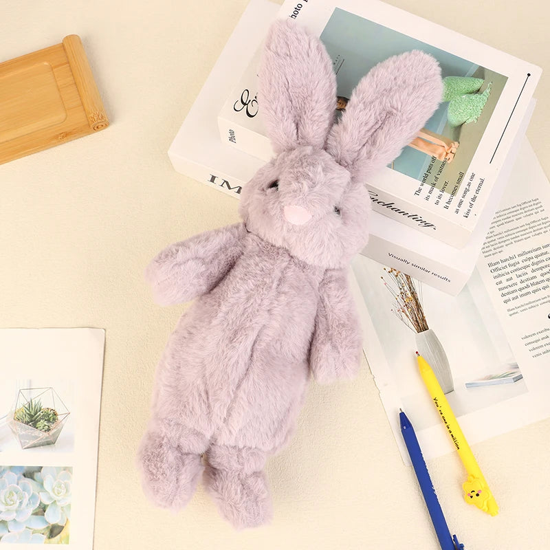 Animal Rabbit Shape Plush Pencil Case Cute Stuffed Toy Stationery Qme Purple