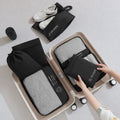 A QX2E 6 Pieces Travel Luggage Organizers Set Packing Cubes with Shoe Bag Cosmetics Accessories Waterproof Toiletry for Qme 7pcs set black