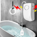 A02F-Water Leak Sensor Detector High Decibel Water Leak Detector For 130DB Work Alone Independent Battery For Home Security Qme White