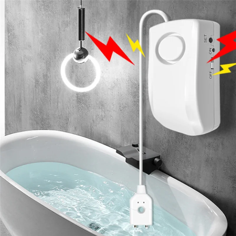A02F-Water Leak Sensor Detector High Decibel Water Leak Detector For 130DB Work Alone Independent Battery For Home Security Qme White