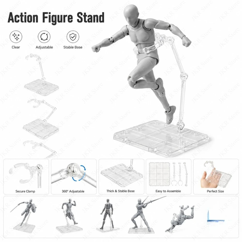 1/3/5/10Pcs Transparent Acrylic Action Figure Stand Detachable Display Base For Toy Doll Desktop Collection Shelf Accessories Qme
