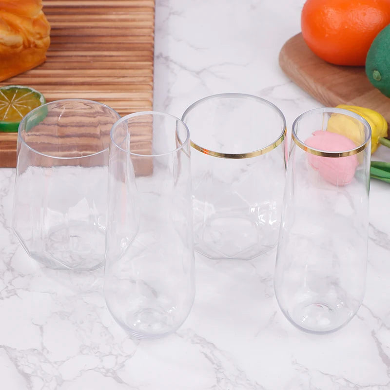 9 Plastic Champagne Flutes Stemless Glasses Toasting Drinkware Party Qme