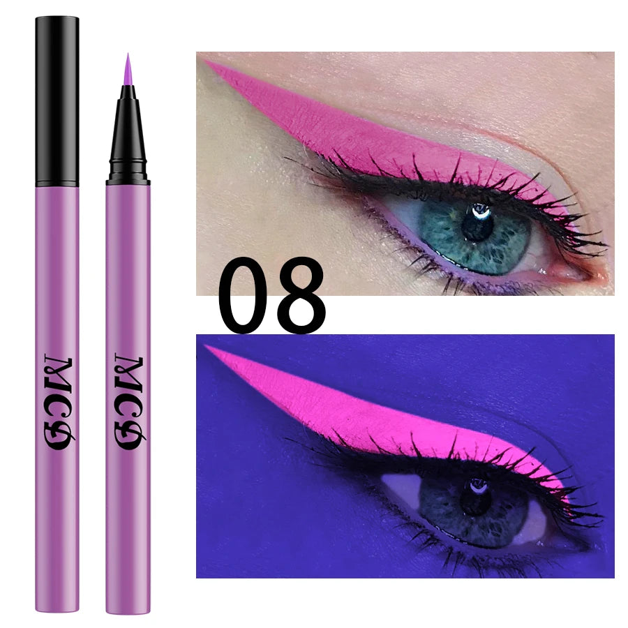 UV Light Neon Eyeliner Pen Eyes Makeup Blue Green Waterproof Liquid Qme 08