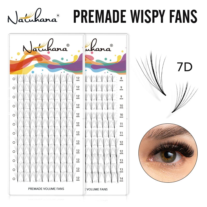 NATUHANA Wispy Premade Fan Lashes 7D 9D Long Stem Volume Eyelash Qme