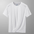 Men's Short Sleeve T-Shirt Summer Pure Color Loose High Elastic Quick Dry Sport Casual Fitness Half Sleeve Top Casual T-shirt Qme White M
