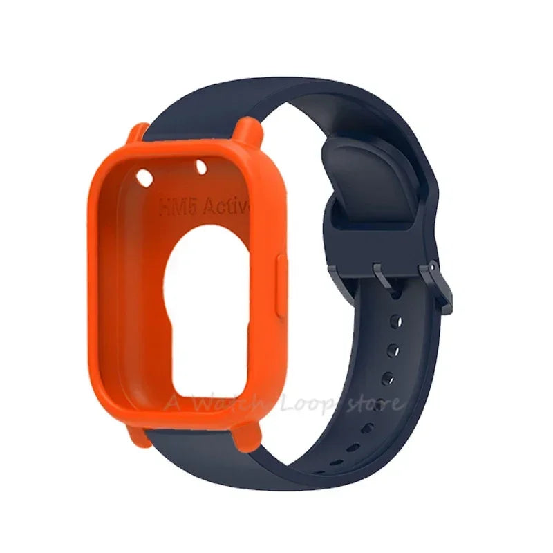 Silicone Case + Strap for Redmi Watch 5 Lite / 5 Active Repacement Bracelet Belt Smart Watchband Protective Shell Cover Qme