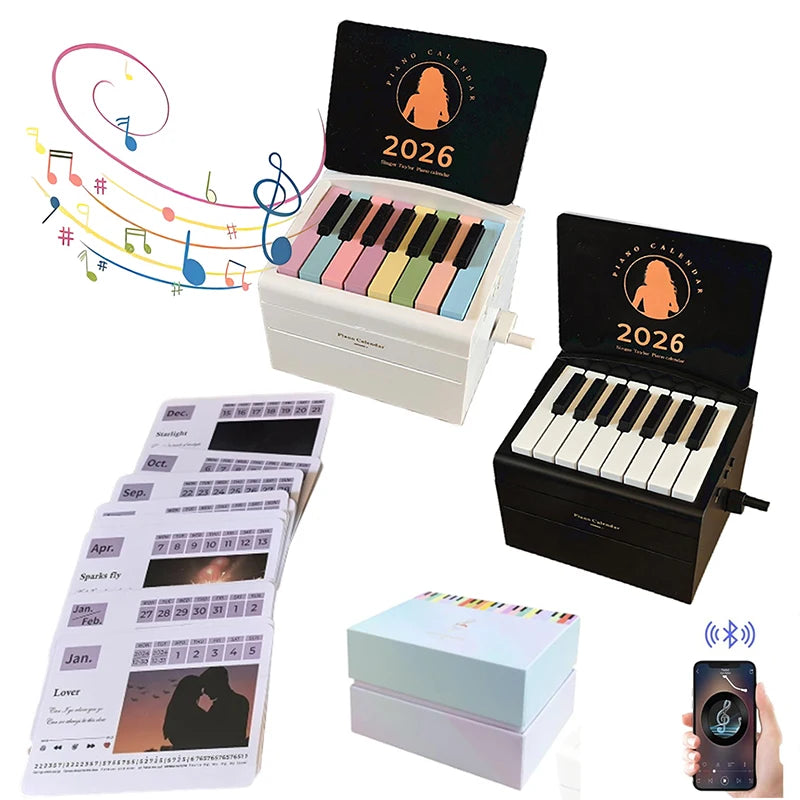Interactive 2026 Desk Calendar Swift Compact Piano 52 Music Sheets Qme