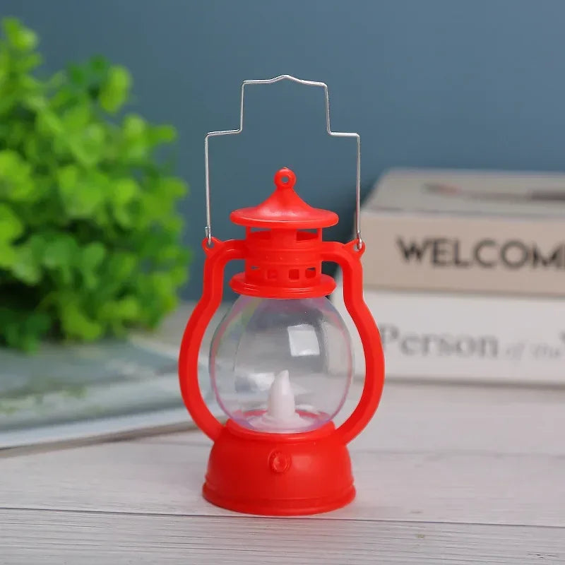New Retro Portable Lantern Vintage LED Light Christmas Decoration Halloween Electronic Candlestick Bar Atmosphere Layout Light Qme red 4inch