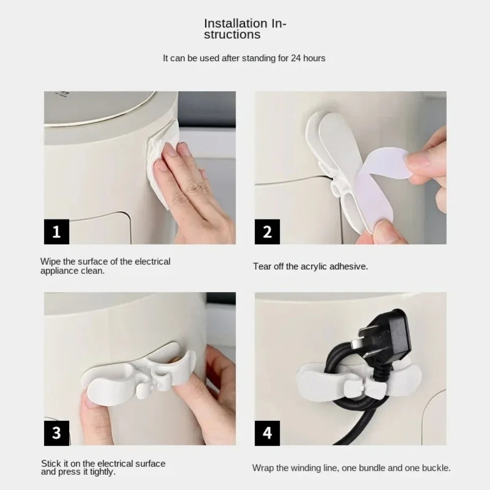 Wire Management Tidy Protector Clip Holder Adhesive Cord Wrapper Hooks Air Fryer Coffee Machine Winder Punch-free Cord Organizer Qme