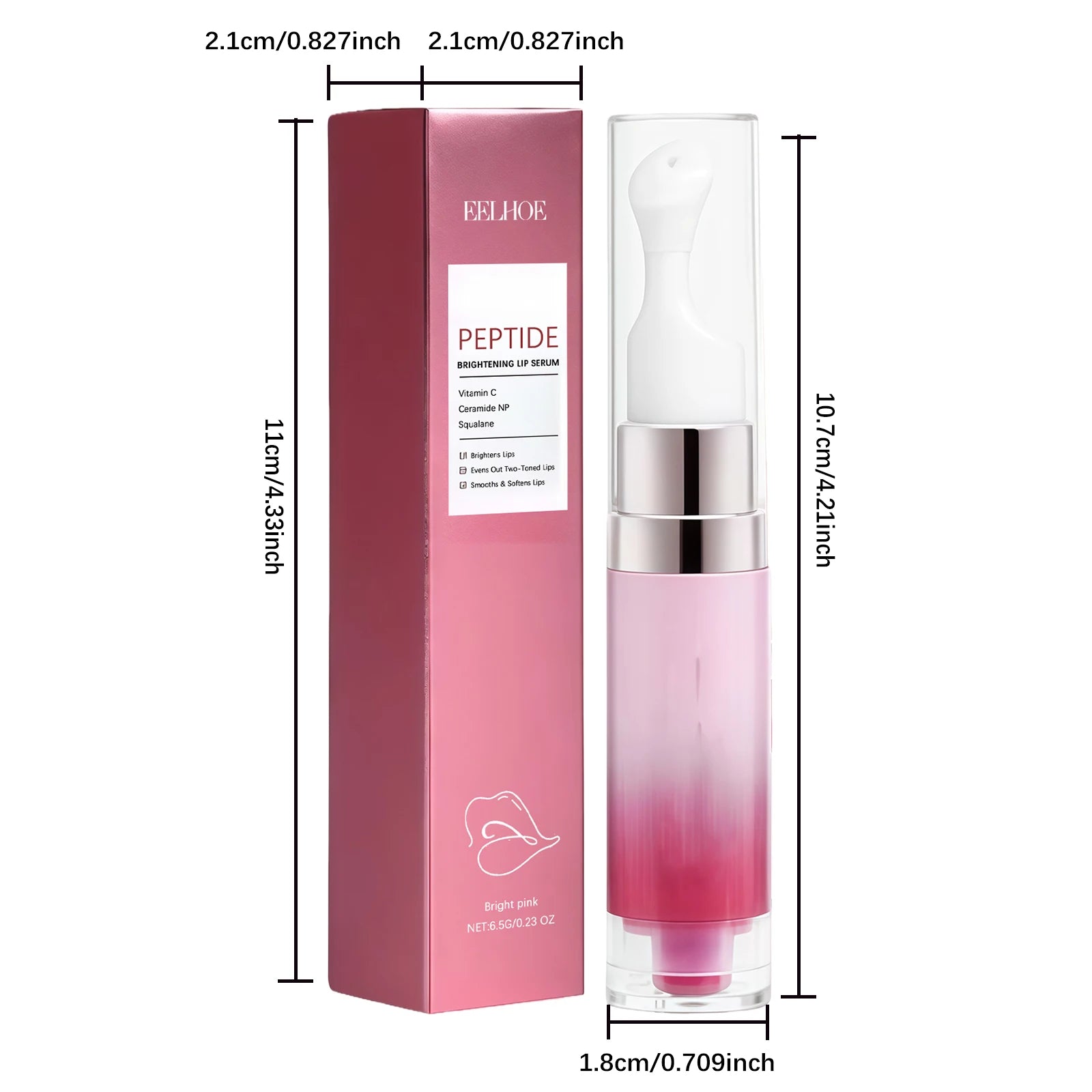 Hydrating Lip Serum Brightening Plumping Glossy Anti-Dryness Moisturizing Softening Smoothing Color Lips Cream All Day Comfort Qme Bright Pink