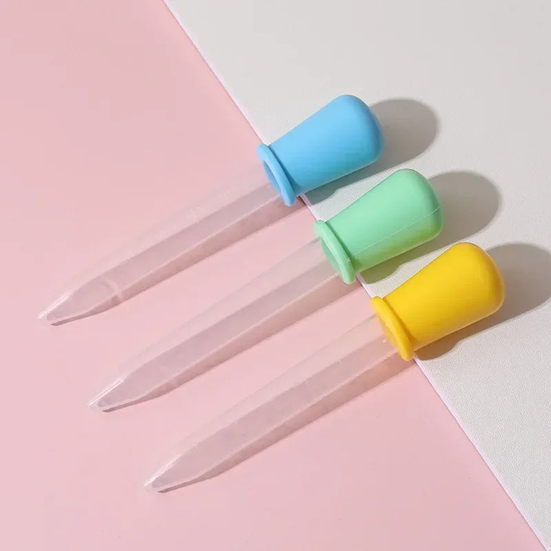 5Pcs 5ml Silicone Dropper Straw Baby Anti Choking Medication Dispenser Baby Food Aid Graduated Dropper Laboratory Experiment Toy Qme