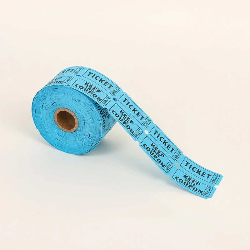 1000Pcs Colorful Tearable Raffle Tickets Double Rolls Admission Ticket Game Ticket For Events Carnivals Entry Class Reward Qme Blue 1set