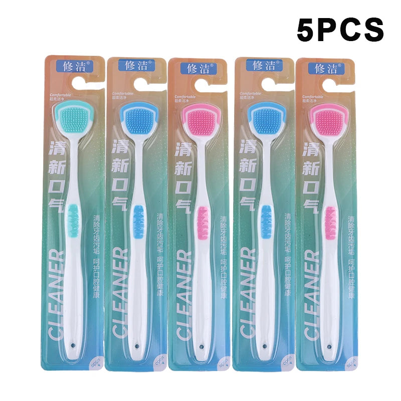 1 Tongue Scraper Soft Silicone Cleaning Toothbrush Oral Cleaner Brush Qme 5PCS