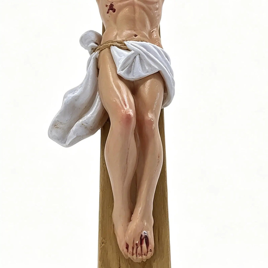 Jesus Crucifix Wall Catholic Classic Hand Painted Resin Christ Decor Qme