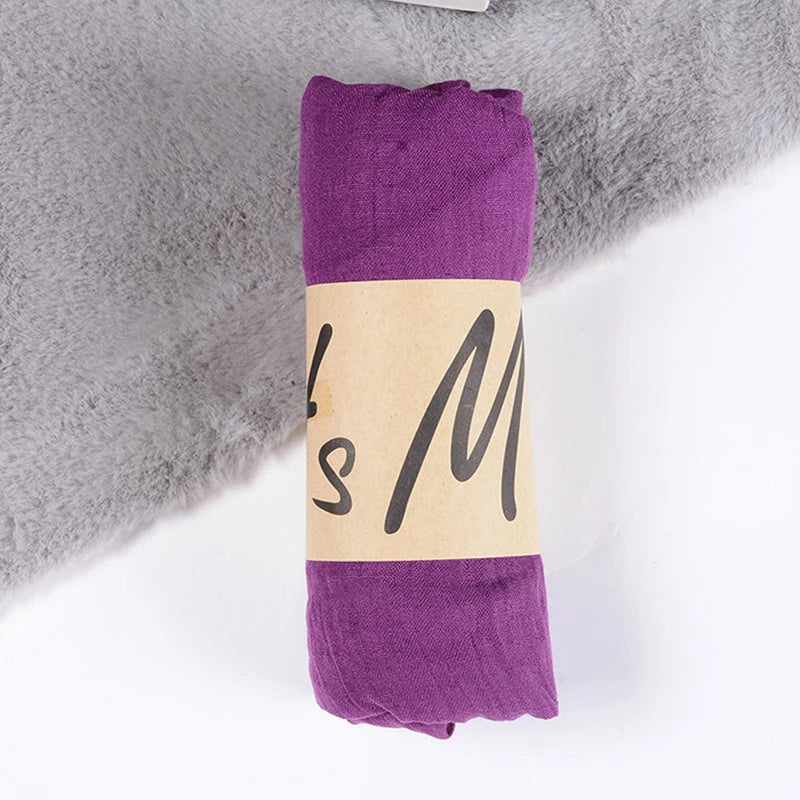 Women Native Windproof Scarf Shawls Wraps Solid Cotton Warm Scarves Qme Purple
