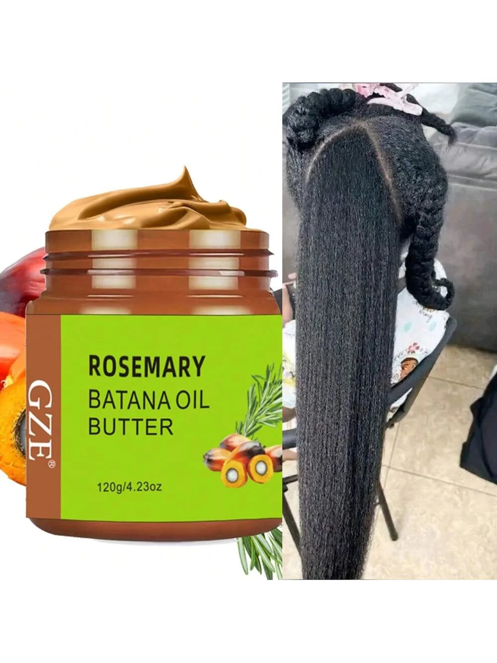 GZE Rosemary Oil & Batana Oil Hair Butter Natural Ingredients Hair Mask Deep Moisturizing Repair Dry Damaged Hair Repair Split Qme