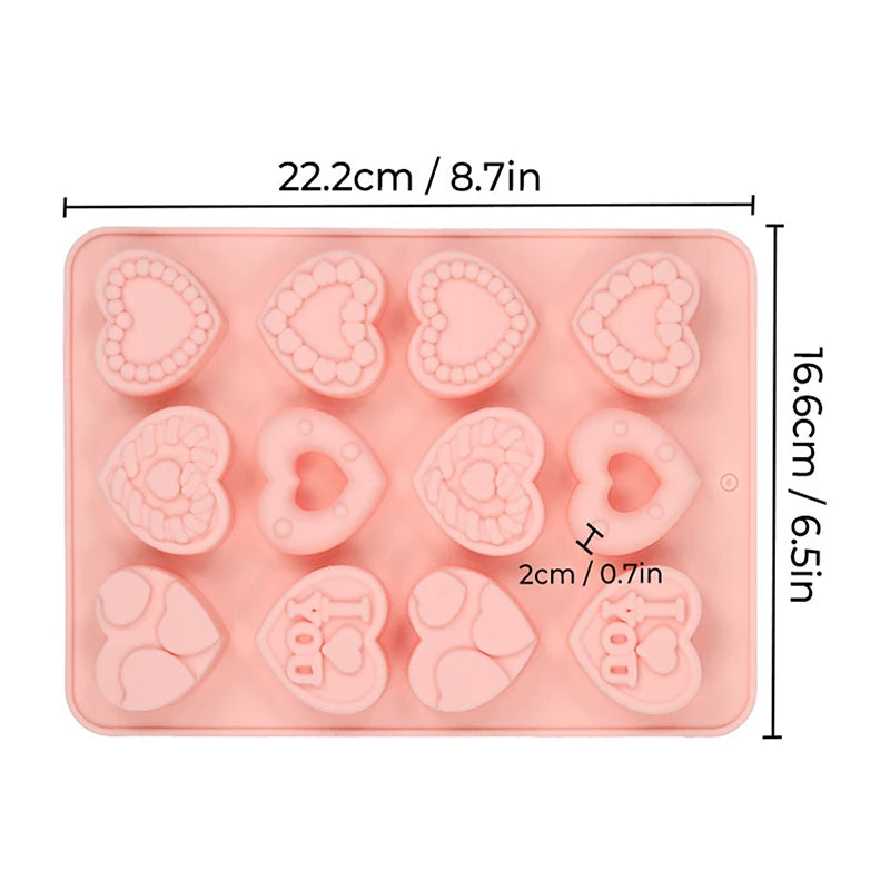 Heart Shape Silicone Mold, 3D Silicone Baking Mold For Fondant, Soap And Ice Cream, Easy Release Silicone Chocolate Candy Mold Qme A1