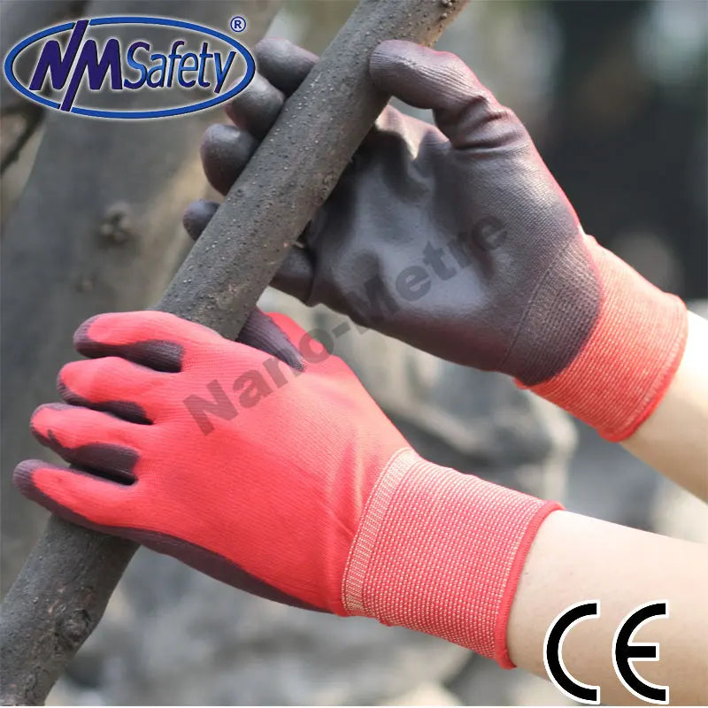 10PCS Work Gloves Nitrile Rubber Abrasion Resistant Anti-Slip Oilproof Breathable Protective Gloves for Construction Workplace Qme