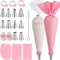 Piping Bags Tips Cake DIY Decorating Stainless Steel Nozzle Reusable Qme Pink