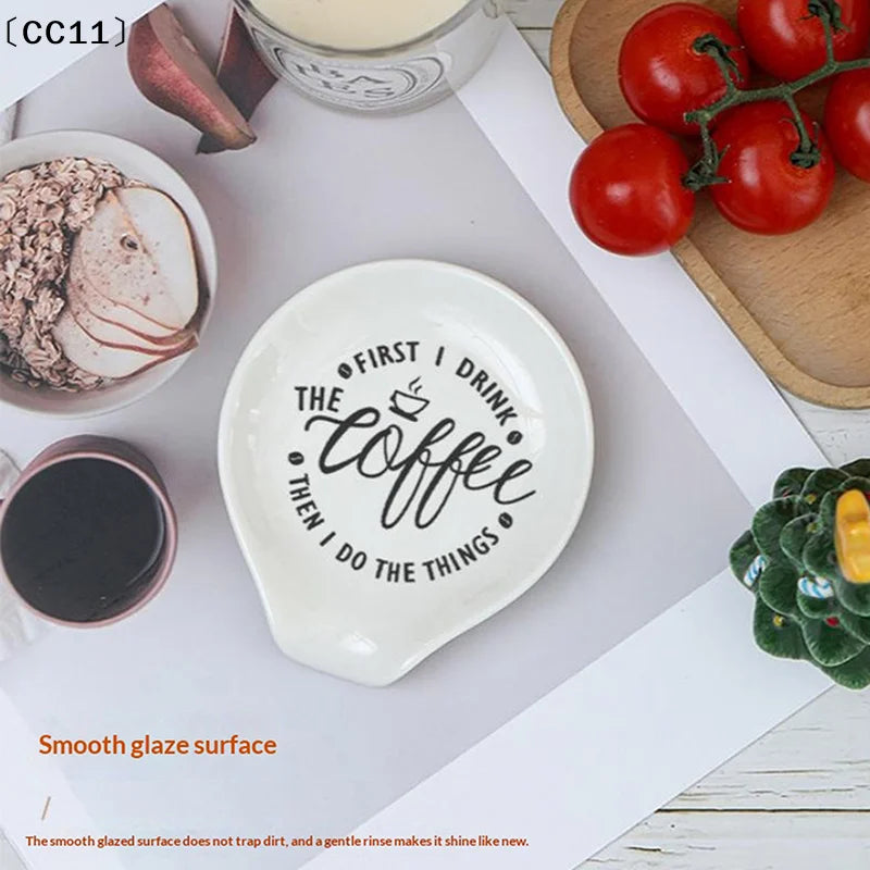 White Ceramic Versatile Spoon Holder Tray Perfect Coffee Soup Spoons Qme