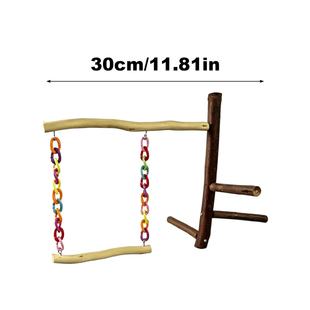 Bird Swing Chewing Standing Wooden Decor Bird Perch Stand for Budgies Small Parrots Bedding Living Room Home Indoor Outdoor Qme