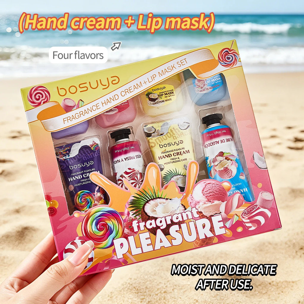 Fragrant Hand Cream+lipstick Deep Moisturizing Bright Lip Care Hands Qme