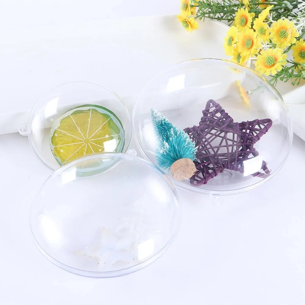 10PCS Christmas Balls Home Decor Wedding Christmas Party decoration Transparent Flat Ball 7/8/9/10cm DIY Christmas Tree Ornament Qme