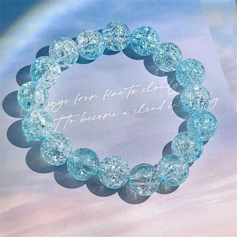 Chinese Imitation Bodhi Plate Playing Bracelet Girl Gradient Glass Bead Bracelet for Unisex Present DIY Jewelry Wholesale Qme blue white 10mm
