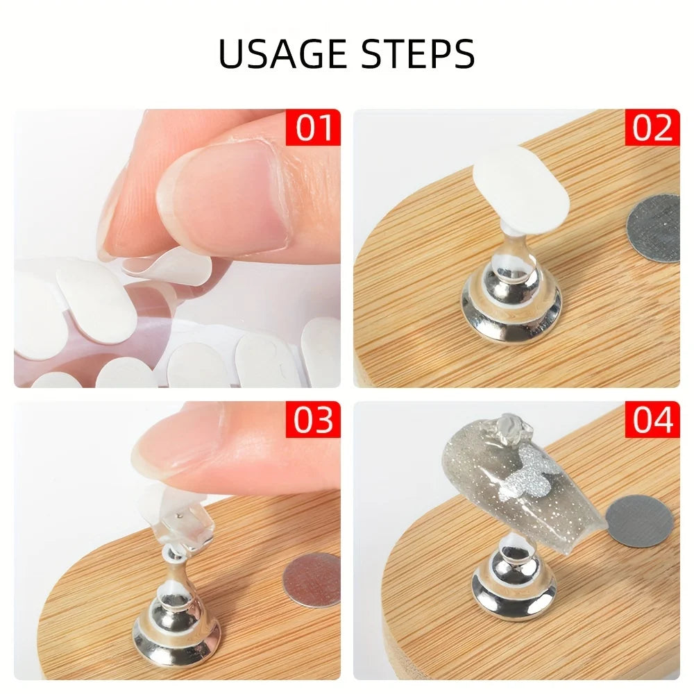Manicure Support Double-sided Adhesive Tape,Acrylic Nail Art Work Display Board Paste For Nail Art Practice Stand Display Holder Qme