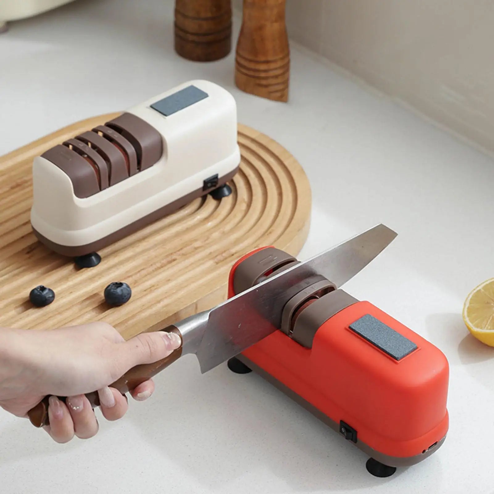 Cutter Sharpener 4-Stage Scissor Grinder Suction Cup Base USB Qme