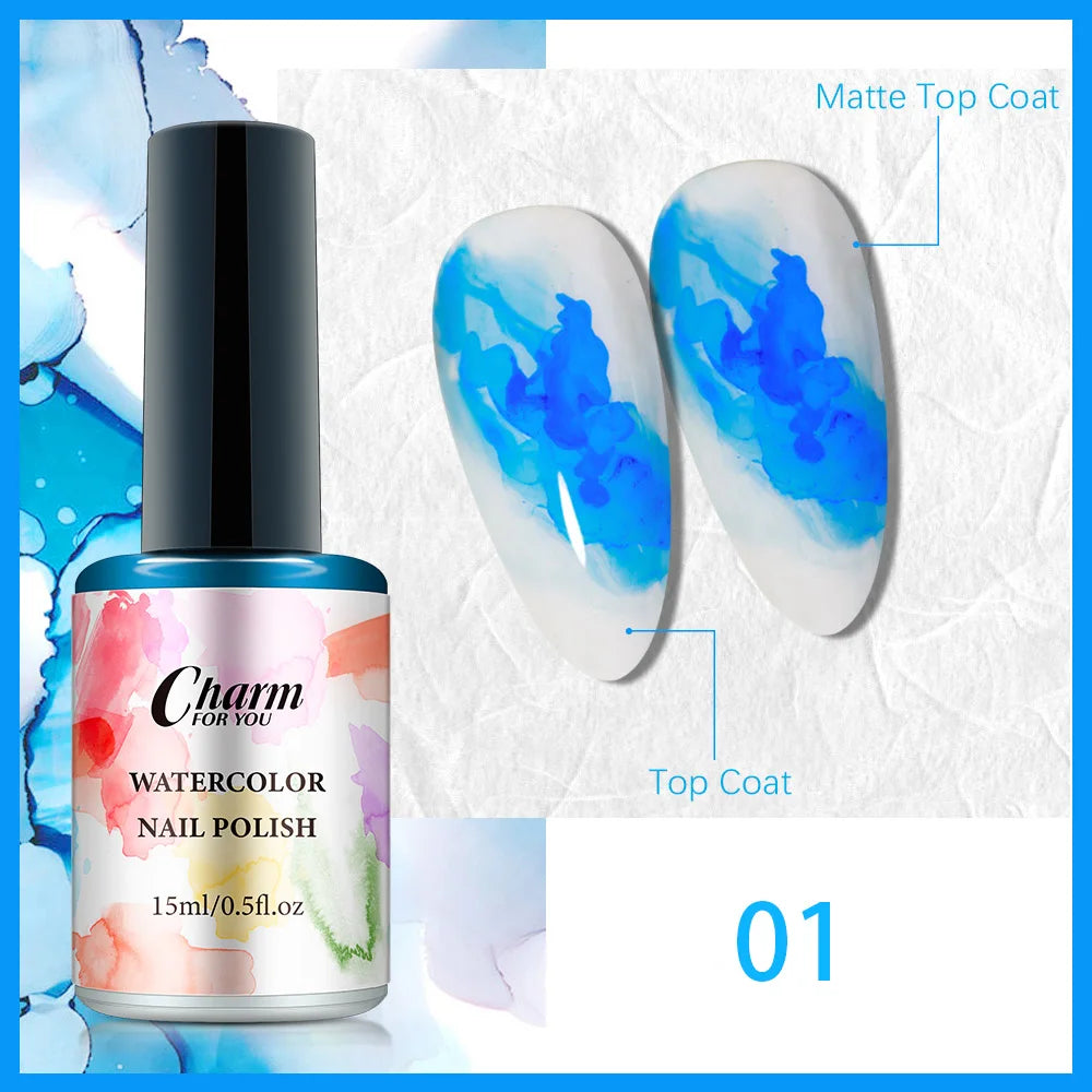 Clear Blooming Nail Gel Watercolor Marble Blossom Polish Spreading Qme 01