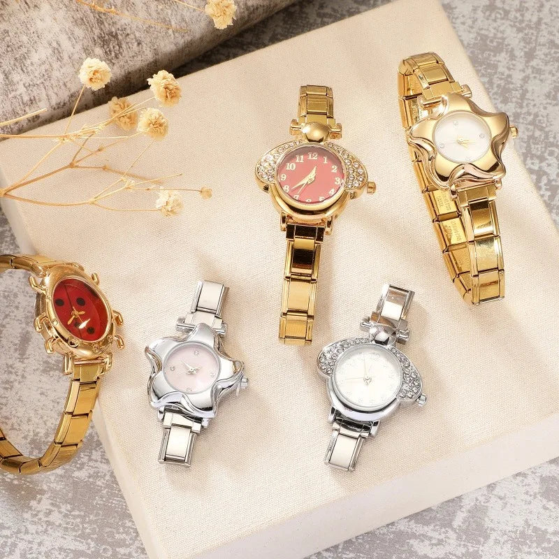 2025 New Wholesale Fashion Women's Watch Golden Luxury Trendy Small Dial Watch Suitable for Daily Clothing Matching or As a Gift Qme