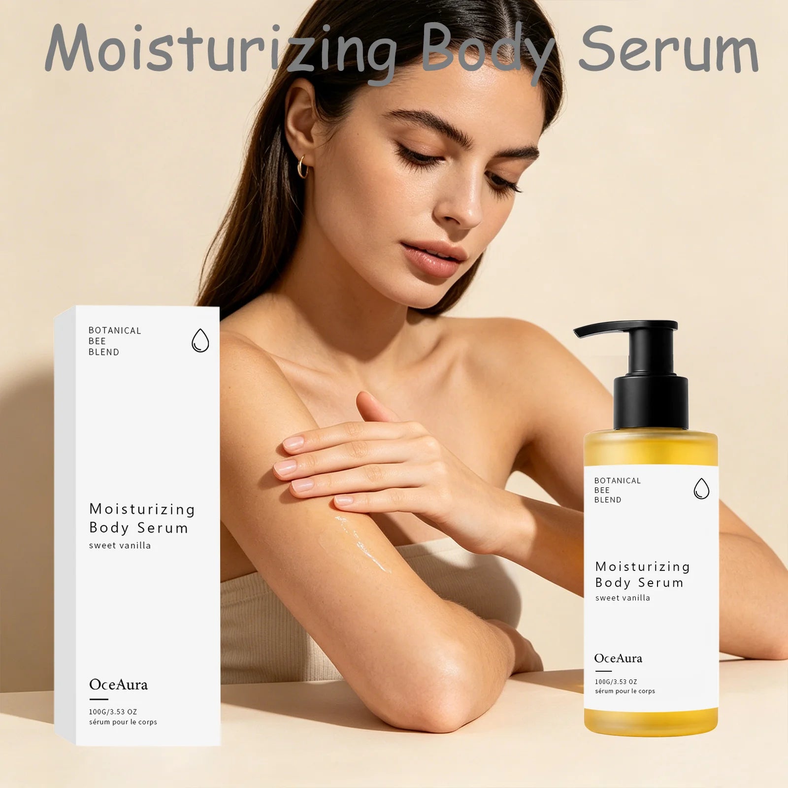 OceAura Moisturizing Body Serum Vanilla Deep Hydration Sensitive Skin Care Dryness Relief Propolis Nourishing Body Lotion 100ml Qme