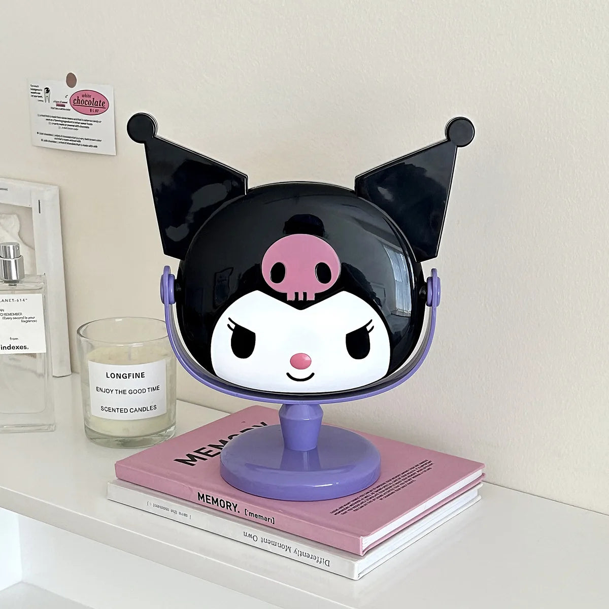 Kuroomi-Style Desktop Makeup Mirror Creative and Cute Cartoon-Themed Rotating Touch-Up Mirror Qme 2