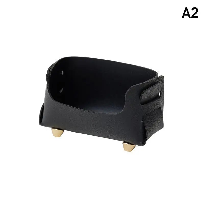 PU Business Card Holder Desktop Sign Display Stand Storage Qme A2