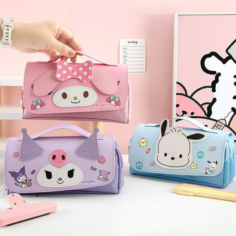 Hello Kitty Kuromi New Stationery Pouch Large-Capacity Stationery Case Cartoon-Themed Student Pencil Case Qme