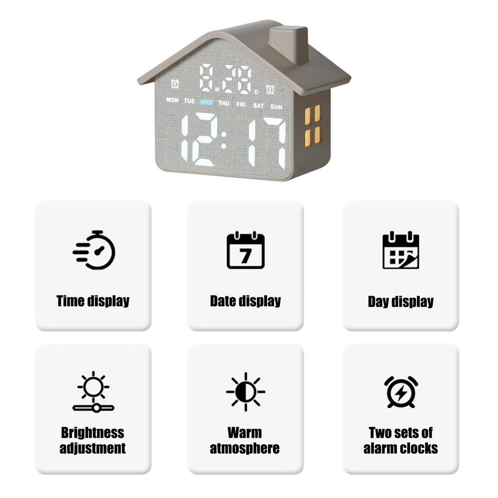 LED Electronic Table Clock USB Charging Multi-Functional House Clocks Creative Bedside Ornaments for Home Office Desk Decoration Qme