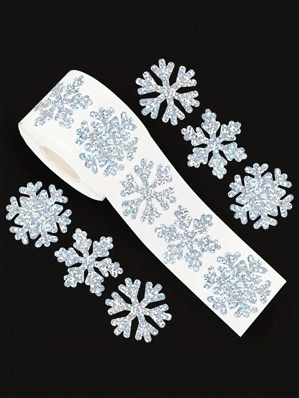 1 Roll 500 Stickers Snowflake Decoration Label Waterproof Laser Qme 500pcs-1roll 380*261*236mm