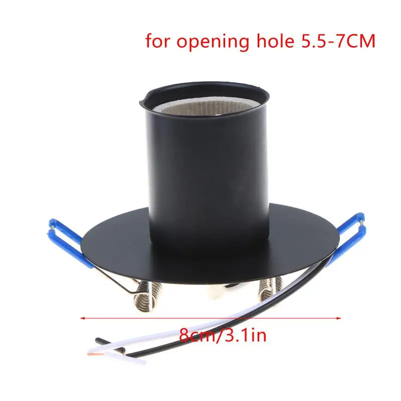 E27 Socket Ceramic Lamp Holder With Metal Cap Spring Bracket E27 Cassette Lamp Base Surface Mounted Embedded Spring Lamp Holder Qme BK1
