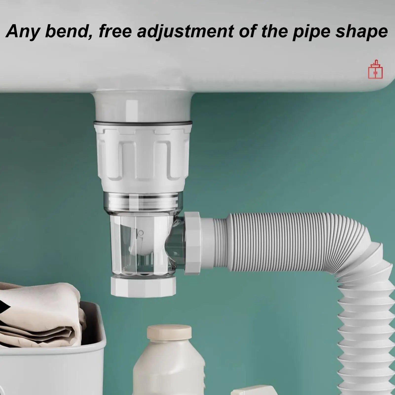 Telescoping Drain Pipe Drain Hose Anti-Odor Bathroom Sink Drain Outlet Seamless Connection Adjustable Wash Basin Sink Drain Hose Qme