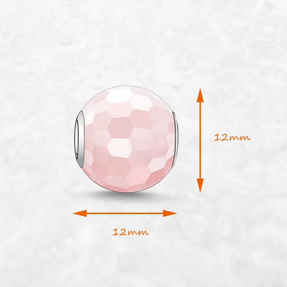 Pink Facted Beads 925 Sterling Silver Karma Jewelry Accessories Romantic Gift For Women Qme