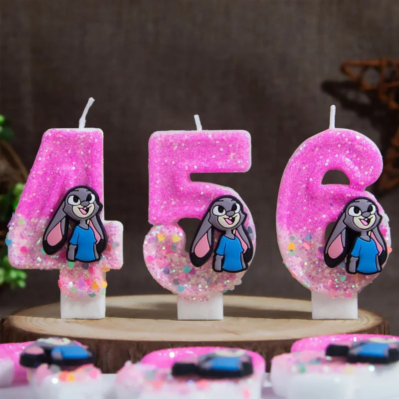 Judy Rabbit Birthday Candles Number 0-9 Cake Holiday Mood Lighting Qme