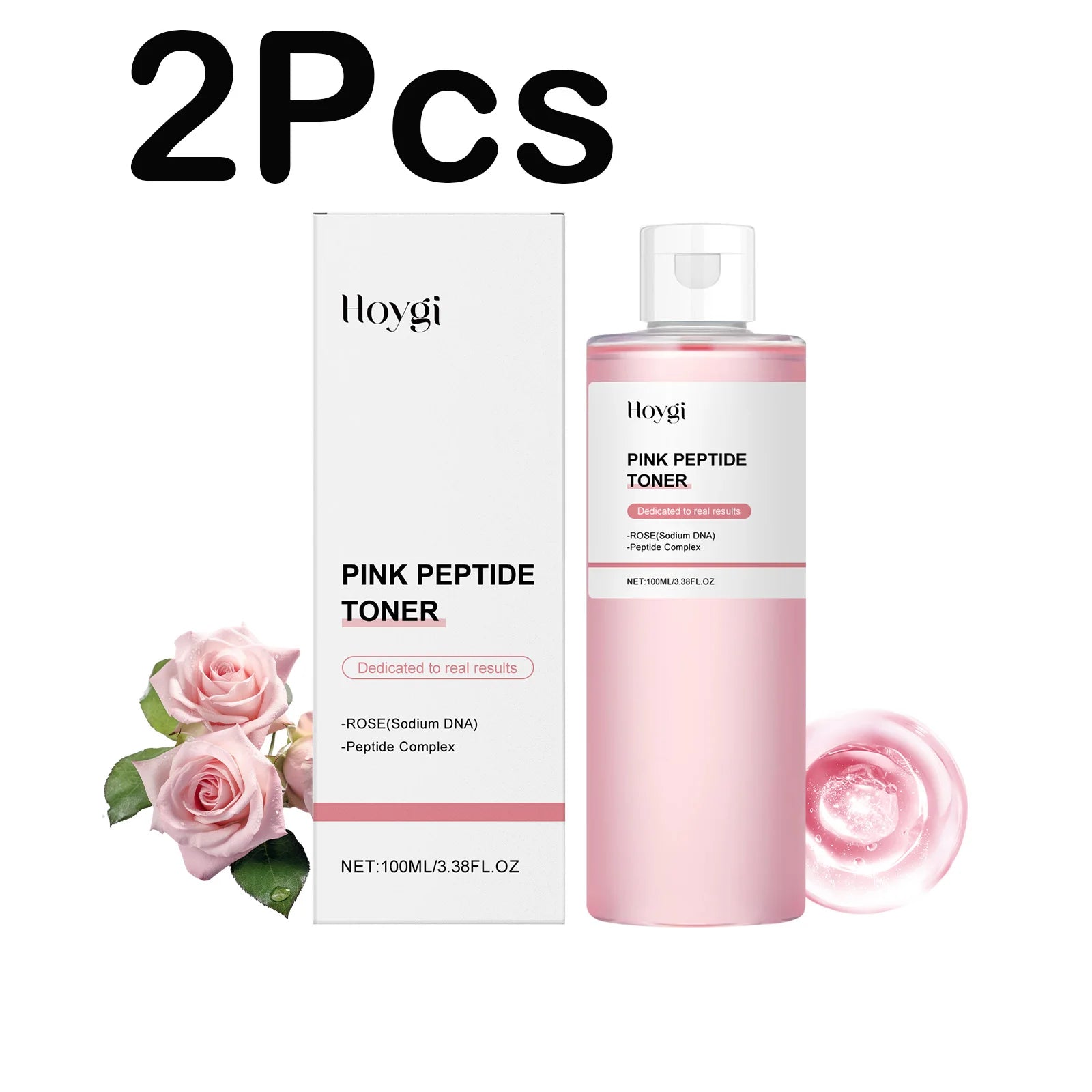 Rose Essence Toner Glowing Skin Soothing Moisturizing Refreshing Conditioning Nourishing Brightening Facial Pink Peptide Toner Qme 2 x 100ml Boxed