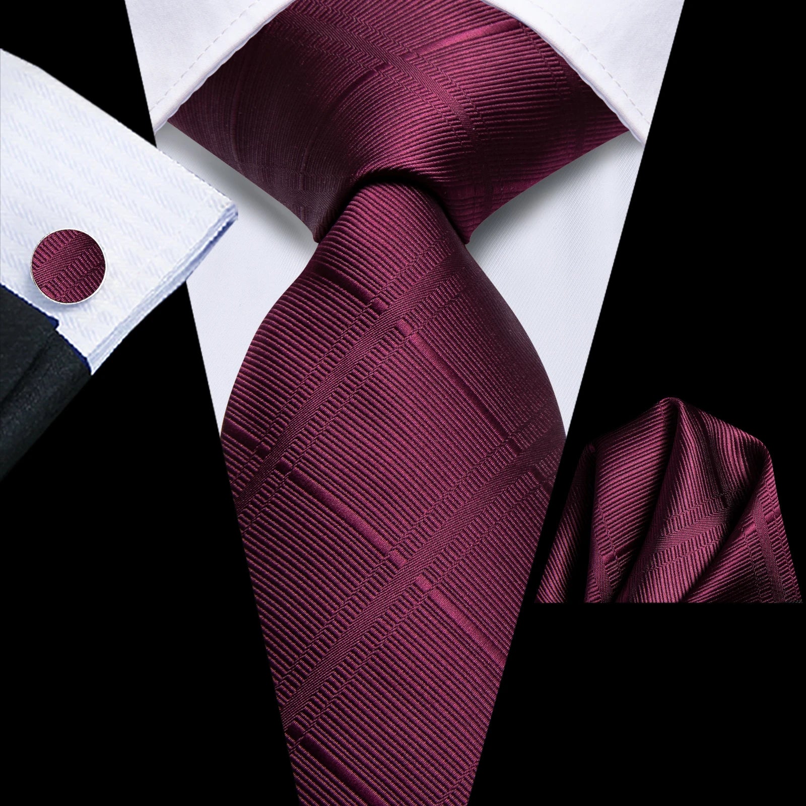 Hi-Tie Rose Pink Stiped Plaids Purple Blue Mens Necktie Handkerchief Cufflinks for Tuxedo Accessory Classic Luxury Tie Man Gift Qme HT-N-0170-1