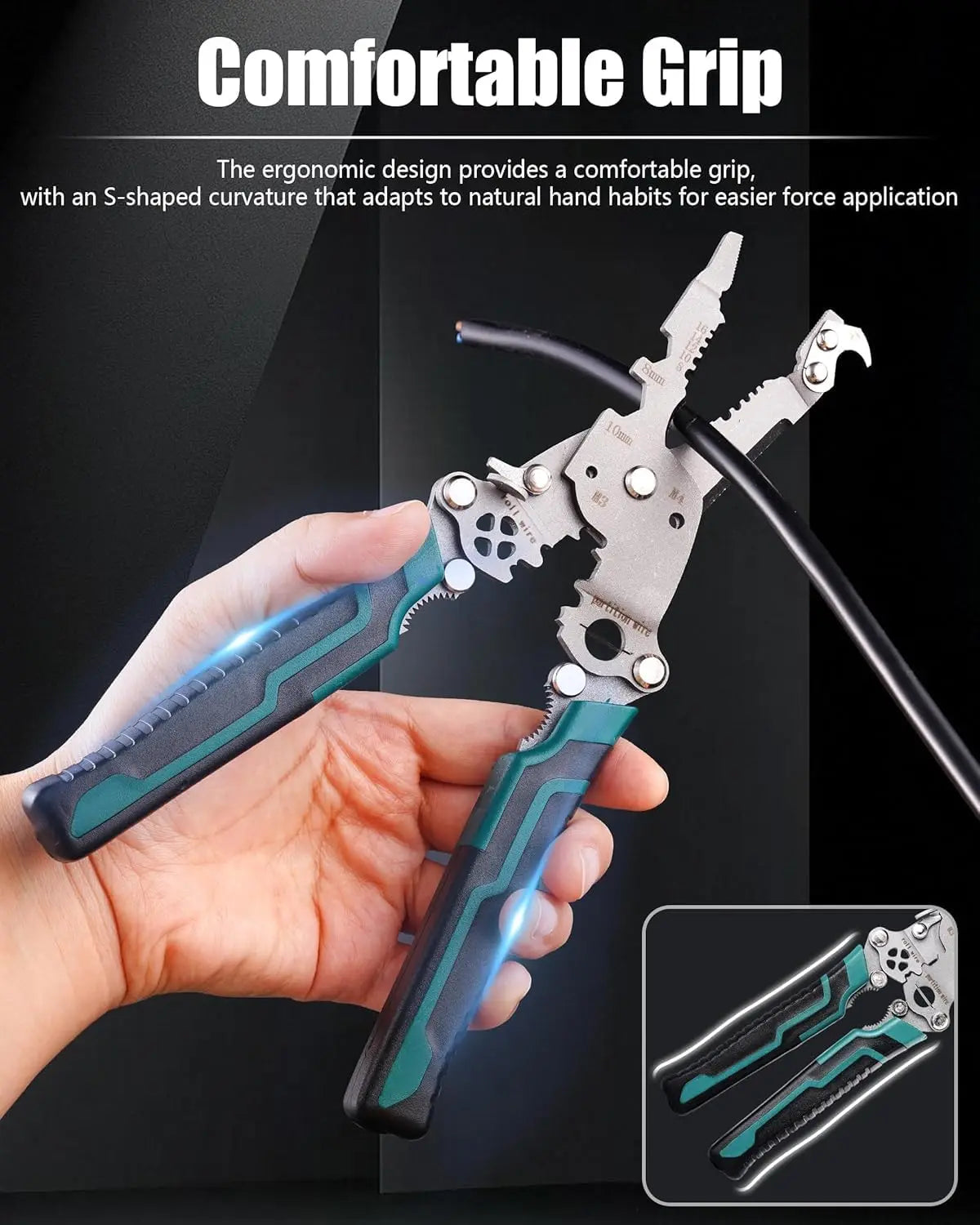 18 in 1 Multifunctional Foldable Wire Stripper Crimper Cable Cutter Pliers for Cutting and Pulling Wires Cable Scissors Qme