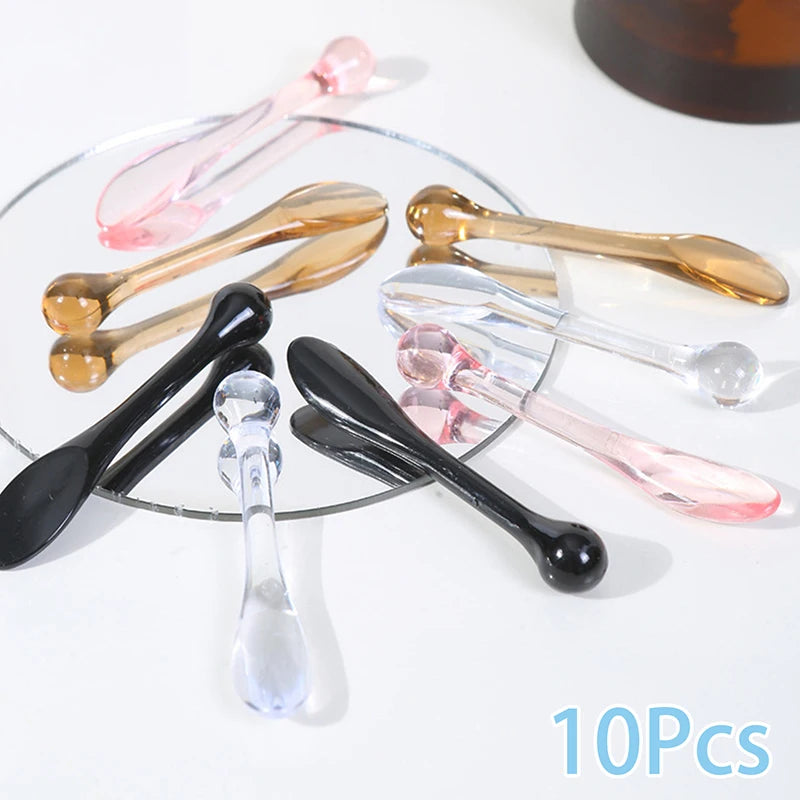 5 Transparent Eye Cream Applicator Acrylic Spoon Roller Facial Qme 10Pcs