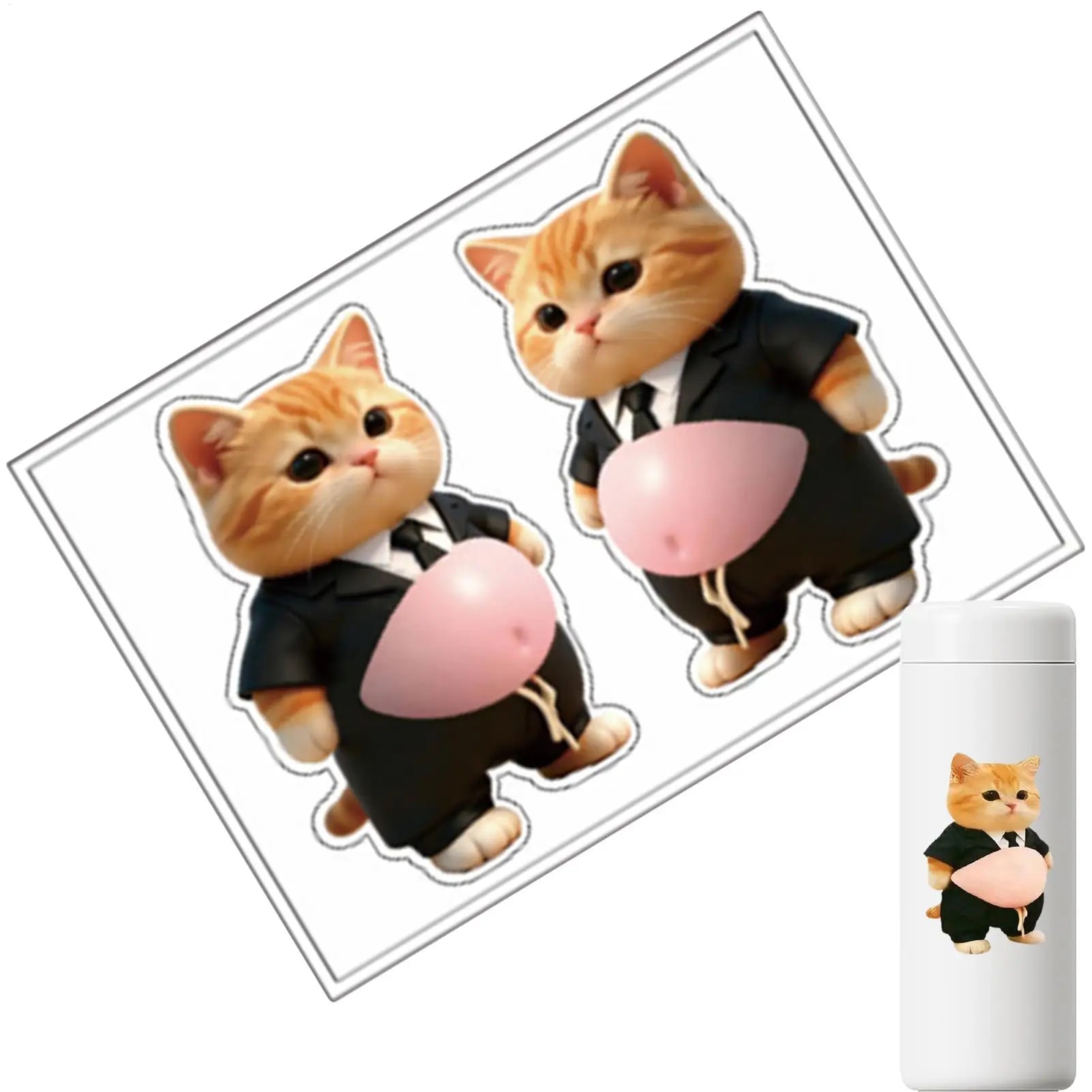 Sponge Stickers 3D Cat Belly Fun Reusable Decals Cute Laptop Stickers for Kids Friends Indoor Outdoor Fridge Planner Home Car Qme