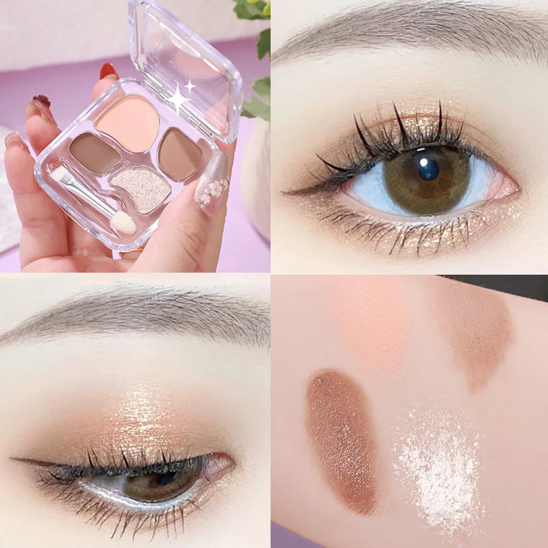 4-color Eye Shadow Plate Waterproof Sweat Proof Energetic Glitter Qme