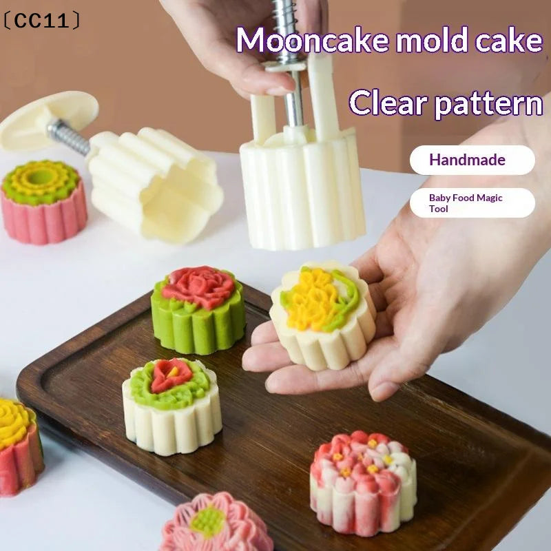 Mooncake Mold Plastic Hand Press Pastry Mung Bean Cake Model Qme